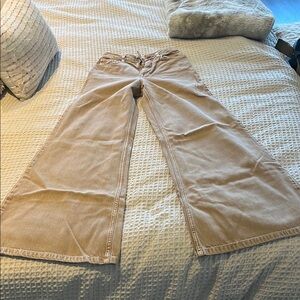 Women's Tan Wide-Leg Jeans